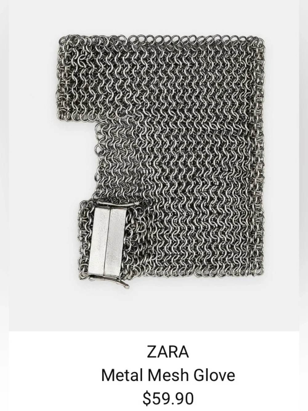 Zara women’s silvertone metal mesh glove(1Piece)